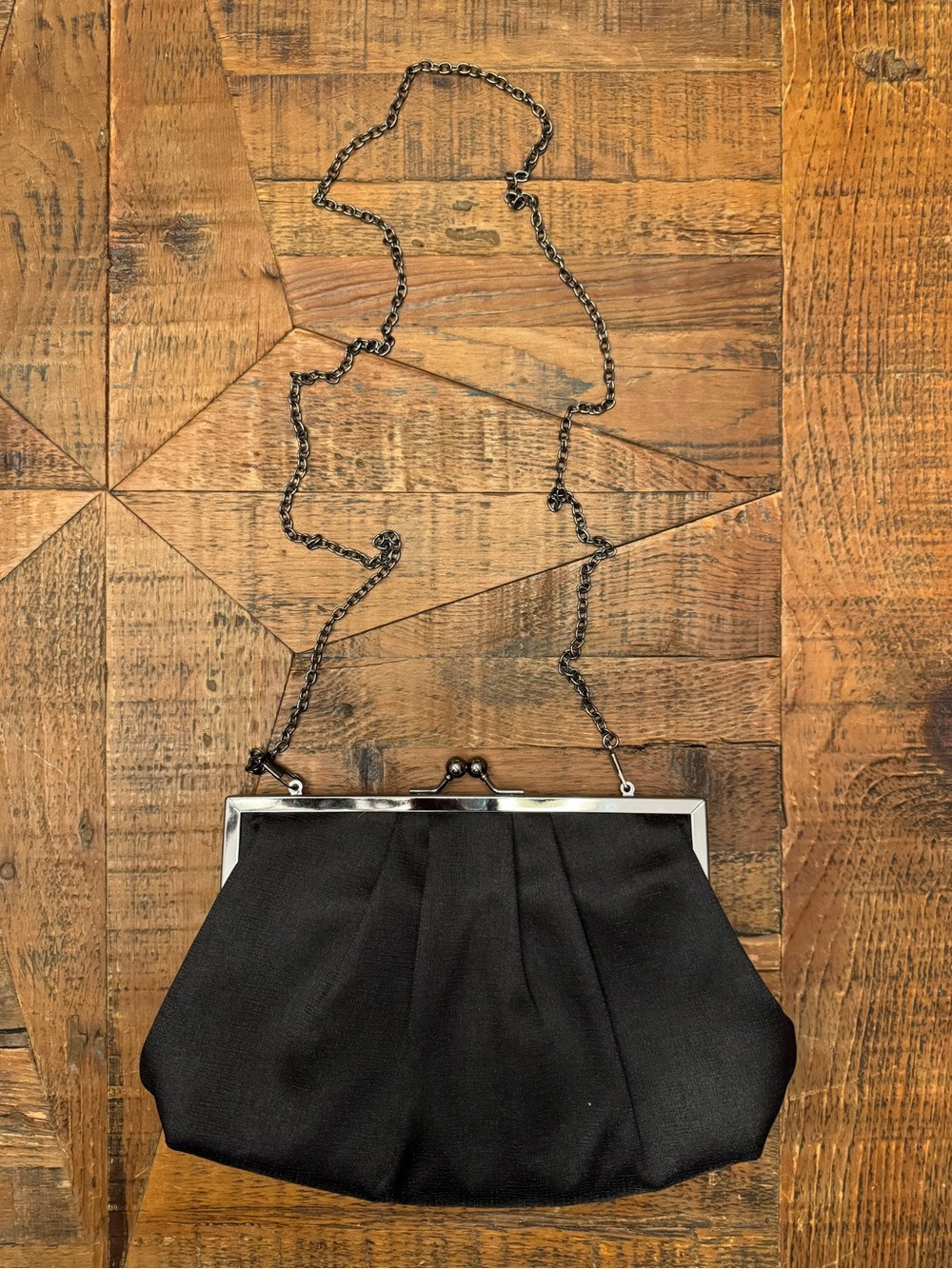 Classic Black Chain-Handle Evening Clutch